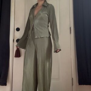 Green Pleated Lounge Set